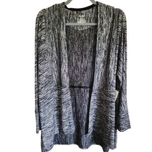 Soma Melange M Wrap Long Sleeve Open Black‎ Silver Striped Medium NWT RV $79